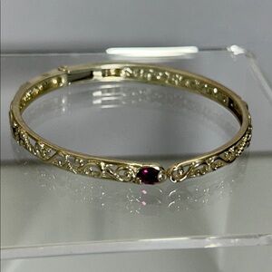 NWOT Carolyn Pollack Sterling Silver Scroll Design Genuine Amethyst Bracelet